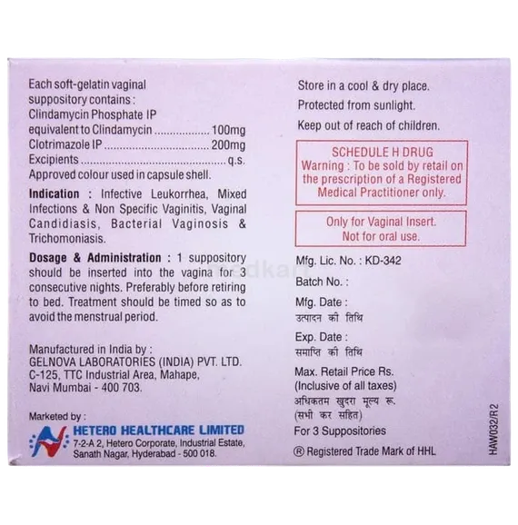 imidil c vaginal suppository 3's